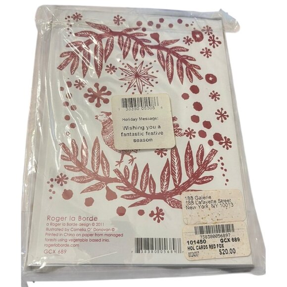 Roger La Borde Linocut Red Fox 10 Christmas Cards Envelopes Sealed Rare - Picture 3 of 3